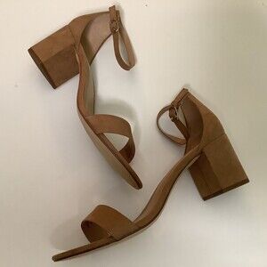 Womens Shoes size 11 sandals A New Day block heels strappy brown tan faux suede